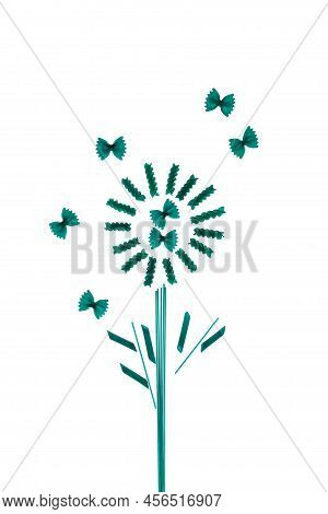 Green Pasta Products With Spirulina Or Chlorella. Different Pasta (spaghetti, Farfalle, Penne, Fusil