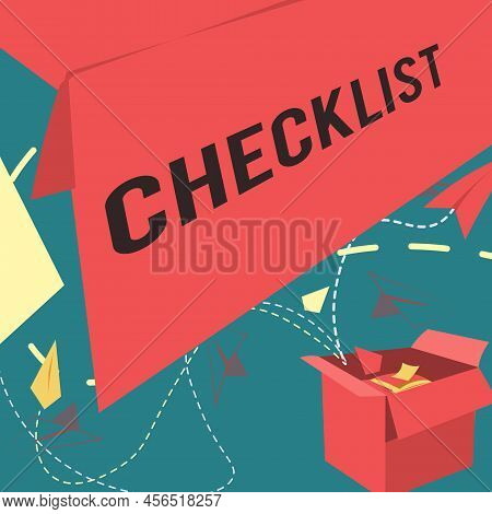 Conceptual Caption Checklist. Word For List Down Of The Detailed Activity As Guide Of Doing Somethin