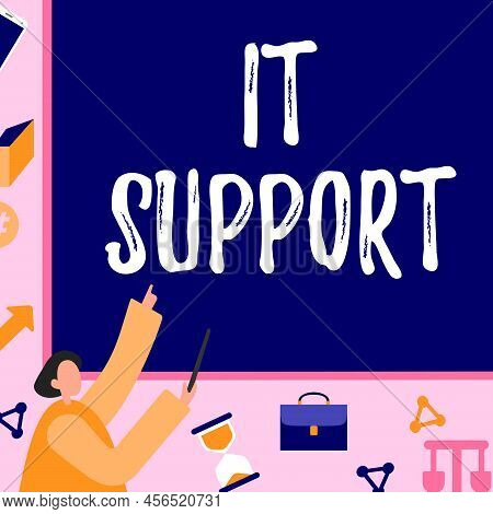 Hand Writing Sign It Support. Business Showcase Lending Help About Information Technologies And Rela