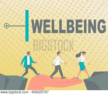 Writing Displaying Text Wellbeing. Concept Meaning A Good Or Satisfactory Condition Of Existence Inc