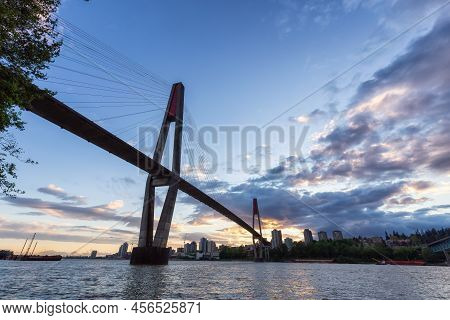 Skytrain And Pattullo Bridge In New Westminster And Surrey, Greater Vancouver, British Columbia, Can