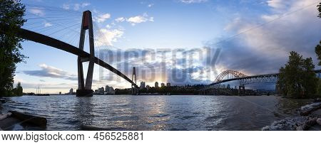 Skytrain And Pattullo Bridge In New Westminster And Surrey, Greater Vancouver, British Columbia, Can