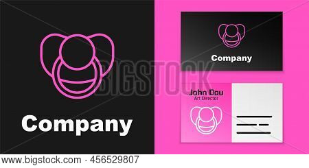 Pink Line Baby Dummy Pacifier Icon Isolated On Black Background. Toy Of A Child. Logo Design Templat