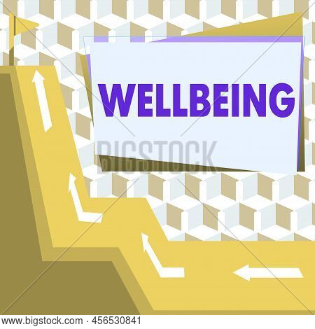 Handwriting Text Wellbeing. Business Concept A Good Or Satisfactory Condition Of Existence Including