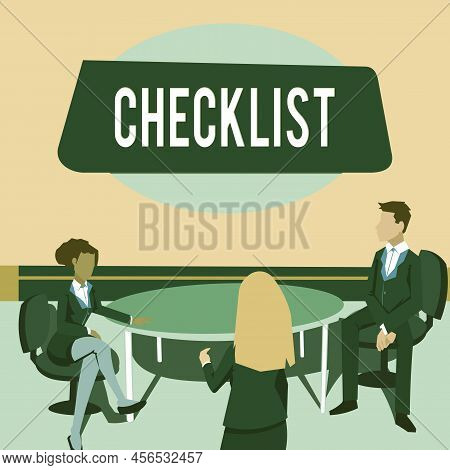 Hand Writing Sign Checklist. Business Idea List Down Of The Detailed Activity As Guide Of Doing Some