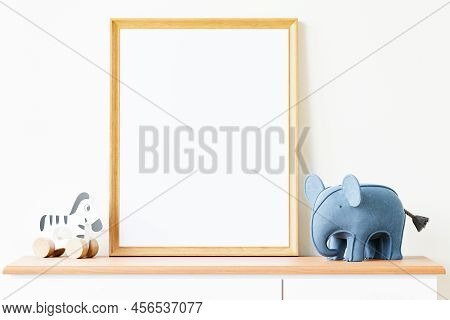 Nursery Digital Mockup, Frame Mockup, Nursery Frame Mockup, Frame On A Light Background. 3d Renderin
