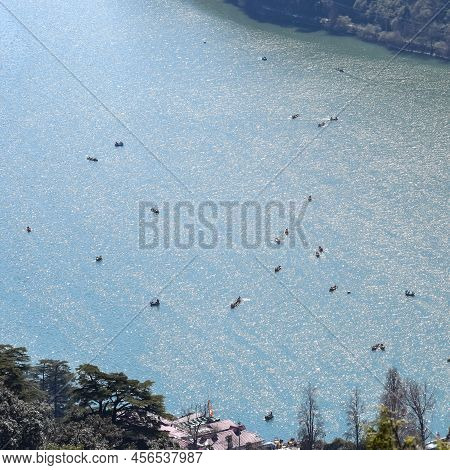 Full View Of Naini Lake During Evening Time Near Mall Road In Nainital, Uttarakhand, India, Beautifu