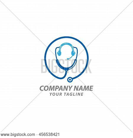 Hallo Doc Logo Template Illustration.there Are Sthetoscope With Headphone.eps 10