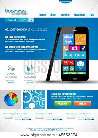Modello di sito Web per scopi commerciali e cloud aziendali. Ideale per società Blog con alta classe 