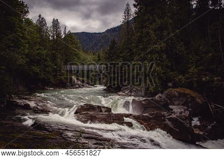 The Skyomish River In Index, Wa Cutting Through The Pacific North West Forrest