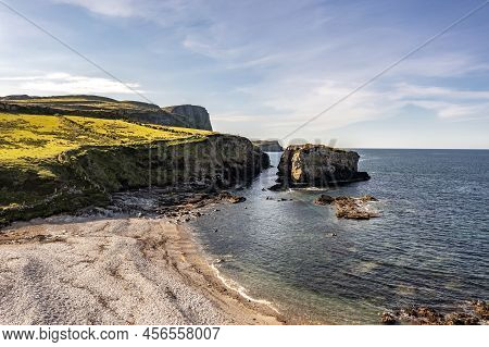 Aerial View Of The Great Pollet Sea Arch, Fanad Peninsula, County Donegal, Ireland