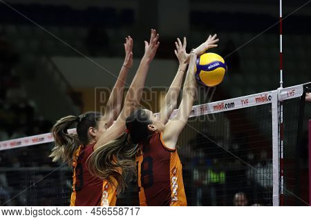Istanbul, Turkey - January 30, 2022: Gamze Kilic And Zeynep Sude Demirel In Action During Galatasara
