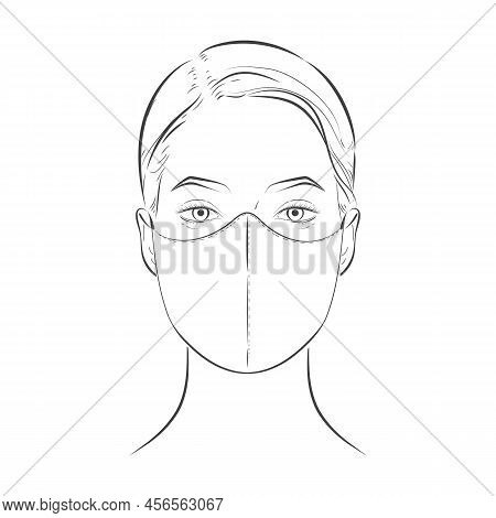Face Mask. Woman Wearing Disposable Medical Mask. Vector Illustration