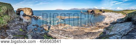 Aerial View Of The Great Pollet Sea Arch, Fanad Peninsula, County Donegal, Ireland