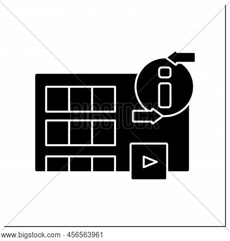 Movies Glyph Icon. Visual Communication. Recording Different Variations Of Films. Interesting Storie
