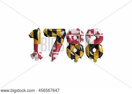 3d Illustration Of 1788 Balloon With Maryland Flag Colors Isolated On White Background