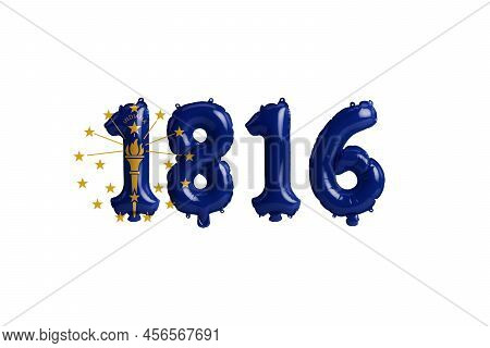3d Illustration Of 1816 Balloon With Indiana Flag Colors Isolated On White Background