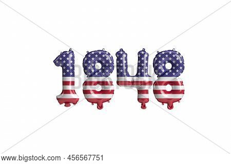 3d Illustration Of 1848 Balloon With Usa Flag Colors Isolated On White Background