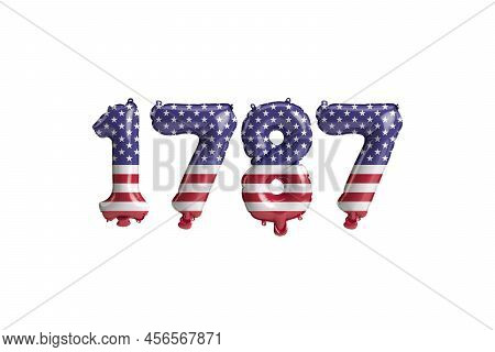 3d Illustration Of 1787 Balloon With Usa Flag Colors Isolated On White Background