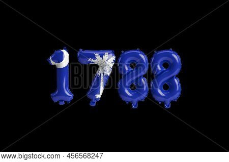 3d Illustration Of 1788 Balloon With South Carolina Flag Colors Isolated On Black Background