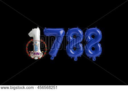 3d Illustration Of 1788 Balloon With Virginia Flag Colors Isolated On Black Background