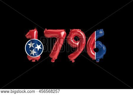3d Illustration Of 1796 Balloon With Tennessee Flag Colors Isolated On Black Background