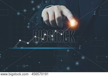 Business Development To Success And Growing Growth Concept, Businessman Pointing Arrow Graph Corpora