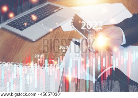 Planning And Strategy, Stock Market, Business Growth, Progress Or Success Concept. Businessman Or Tr
