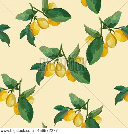 Lemons On Lemon Background Vector Repeat Pattern Print