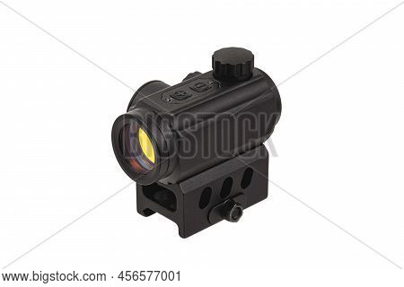 Modern Optical Collimator Sight. Aiming Device For Shooting At Short Distances. Isolate On A White B