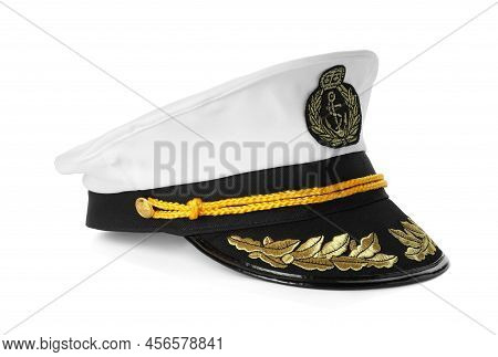 Peaked Cap With Accessories Isolated On White