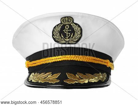 Peaked Cap With Accessories Isolated On White