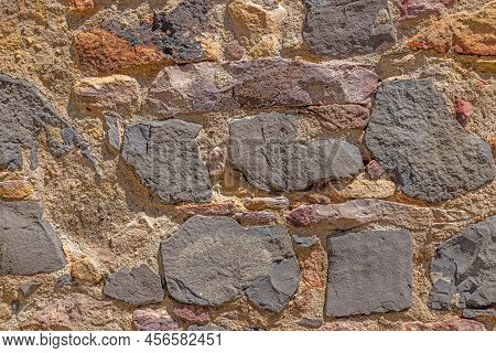 Picture Of Old Natural Stone Wall In Muenzenberg Castle Ruin With Stones