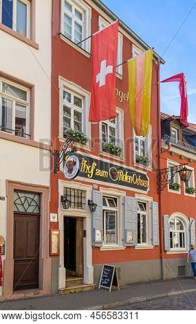 Heidelberg, Germany: June, 2. 2022: The Gasthaus Zum Roten Ochsen (translation: Pub Red Oxen) In Hei