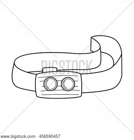 Doodle Sports Hiking Headlamp. Equipment For Tourism, Travel, Hiking, Sports And Work. Outline Black