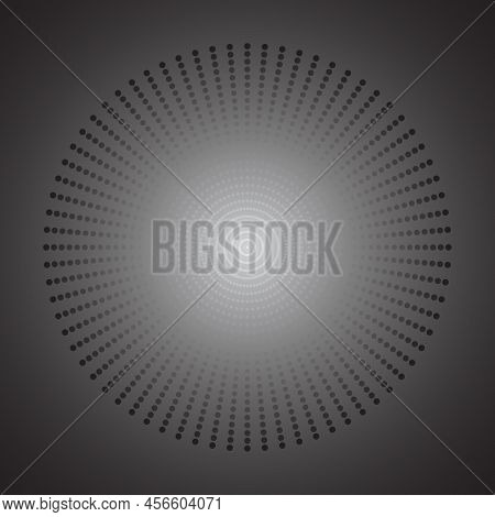 Abstract Black Dot Circle Halftone Element Isolated Vector Illustration On A Glowing Black Backgroun