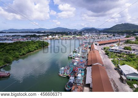 Aerial View Of Phuket Fishing Port Is The Largest Fishing Port Located At Koh Siray Island Phuket Th