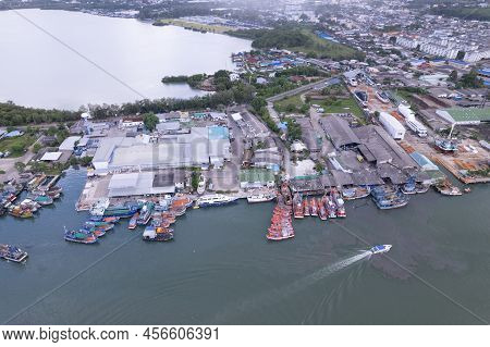 Aerial View Of Phuket Fishing Port Is The Largest Fishing Port Located At Koh Siray Island Phuket Th