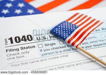 Tax Form 1040 U.s. Individual Income Tax Return, Business Finance Concept.