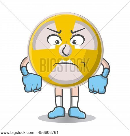 Radioactive Cute Angry With Punch Design Character, Design Vector Illustrator.