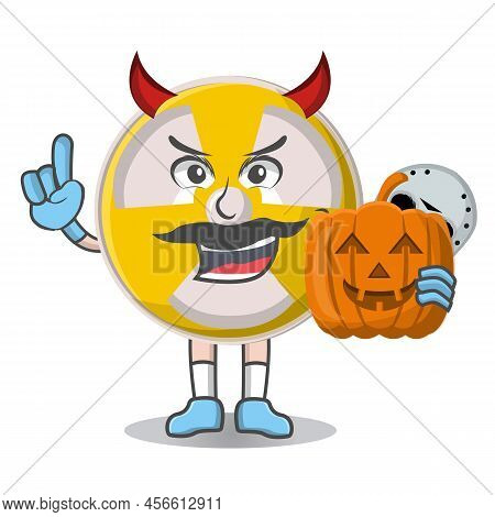 Radioactive Cute Halloween With Pumpkin Design Character, Design Vector Illustrator.