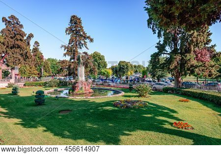 Corfu, Greece - June 4 2022: View Of The Front Garden Of The Museum Of Asian Art, Next To Spianada S