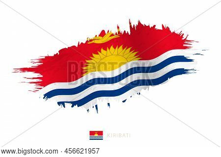 Painted Brushstroke Flag Of Kiribati With Waving Effect. Vector Flag.