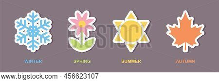 Four Seasons Winter Spring Summe Fall Icon Set