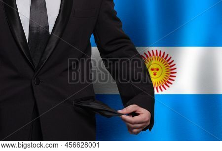 Man Has No Money. Financial Difficulties, Bad Economy, No Money Or Social Problem In Argentina Conce