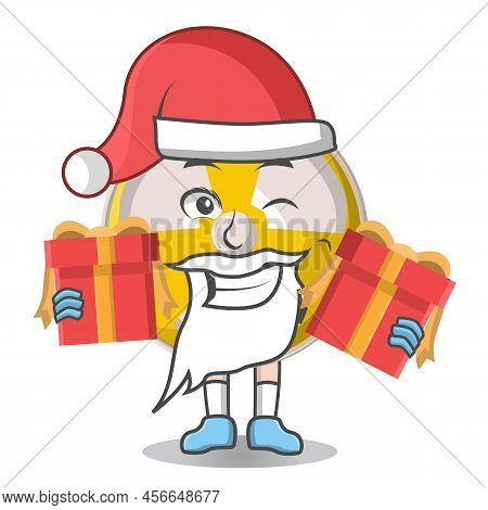 Radioactive Cute Christmas Santa With Giftbox Claus Design Character, Design Vector Illustrator On W