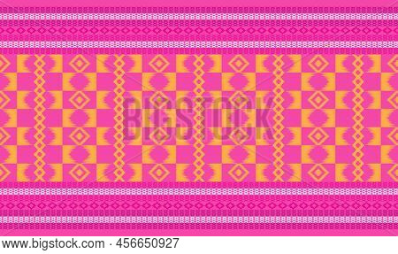 Abstract Geometric Pattern Golden Yellow Pattern Pink Background Template. Seamless Vector Typograph