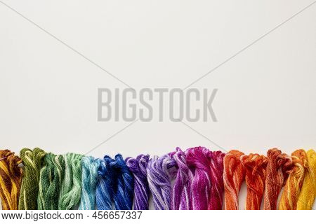 Mouline Threads. Colorful Cotton Craft Threads On White Background.