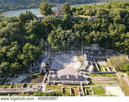 Drone View At The Roman Archaeological Site Of Butrinto In Albania