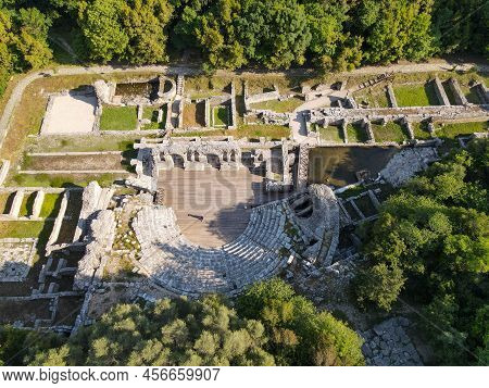 Drone View At The Roman Archaeological Site Of Butrinto In Albania
